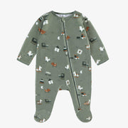 Pyjama vert en velours, naissance