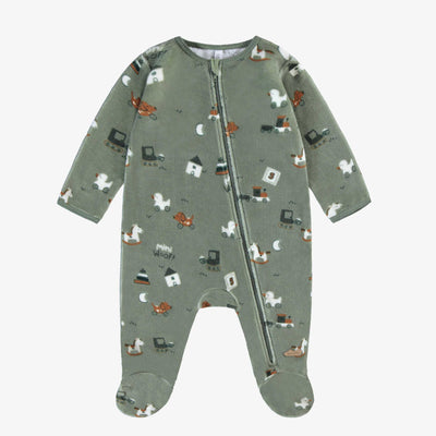 Pyjama vert en velours, naissance