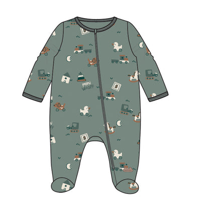 Pyjama vert en velours, naissance