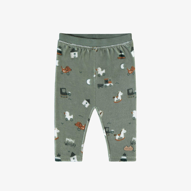 Legging vert en velours, naissance