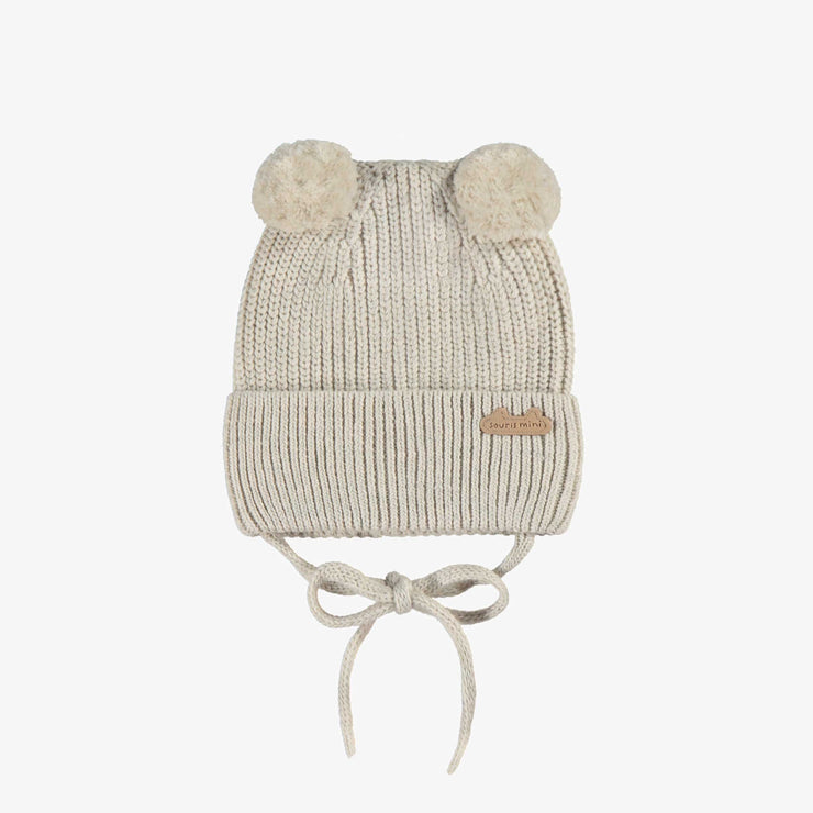 Tuque crème en tricot avec pompons, naissance