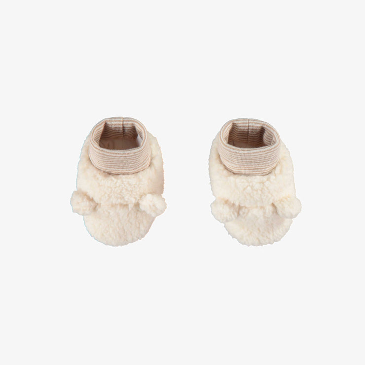 Pantoufles crème en sherpa, naissance
