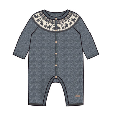 Une pièce gris en tricot avec motifs jacquard, naissance
