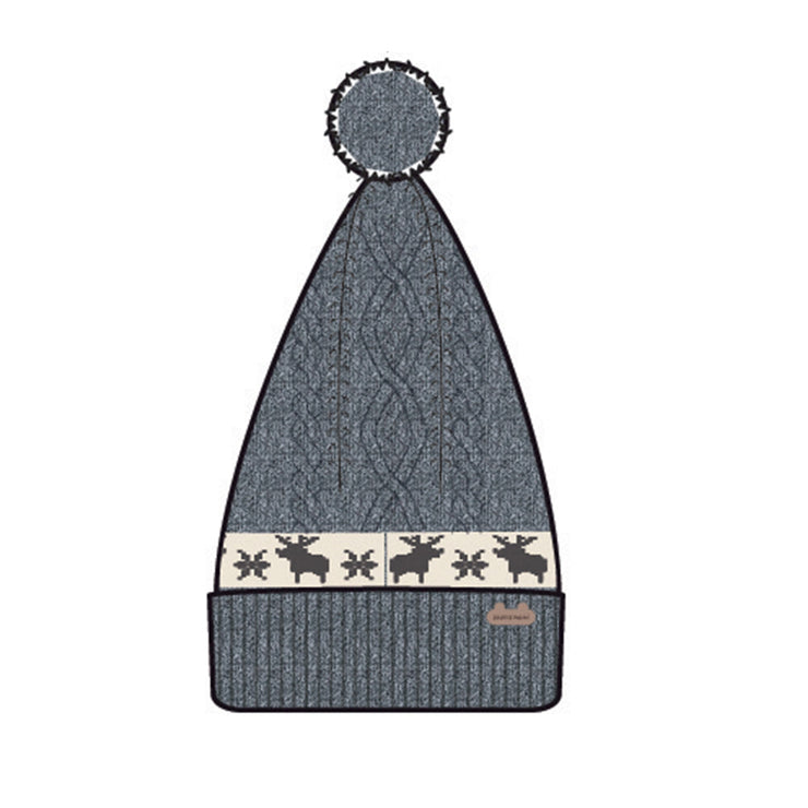Bonnet gris à motifs jacquard, naissance