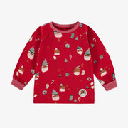 Haut du pyjama deux pièces rouge à motifs festifs, bébé - Souris Mini