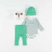 Legging vert en tricot côtelé, naissance