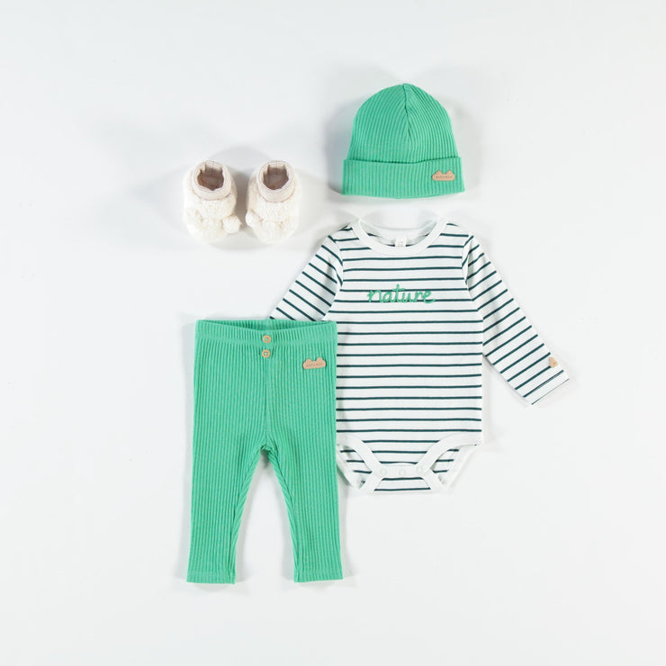 Legging vert en tricot côtelé, naissance