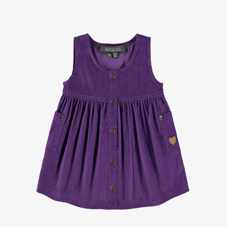 Robe chasuble mauve en velours côtelé, bébé