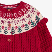 Cardigan rouge en tricot avec motifs jacquard, enfant