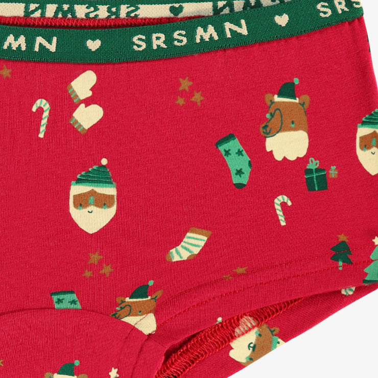 Zoom motifs de la culotte garçonne rouge à motifs des Fêtes, enfant - Souris Mini
