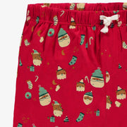 Zoom motifs du pantalon de pyjama rouge à motifs festifs, adulte