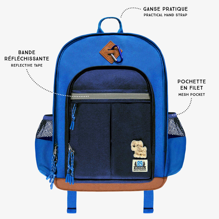 Points techniques du sac à dos bleu, enfant