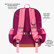 Points techniques du sac à dos rose, enfant
