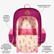 Points techniques du sac à dos rose, enfant